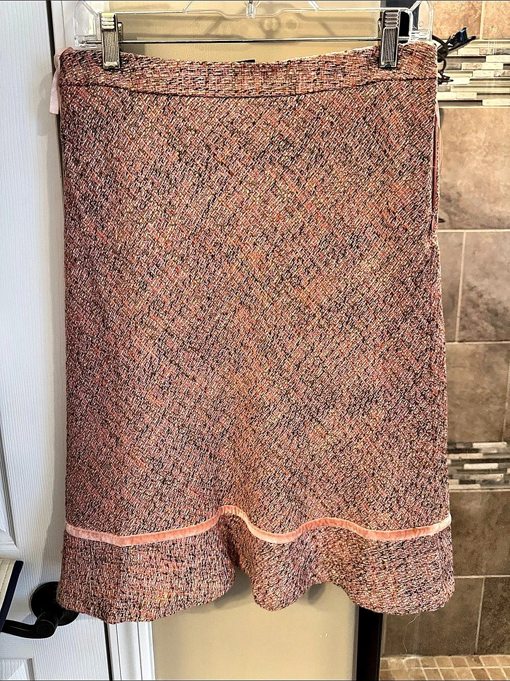 Gap Textured midi skirt in Pink & Brown
